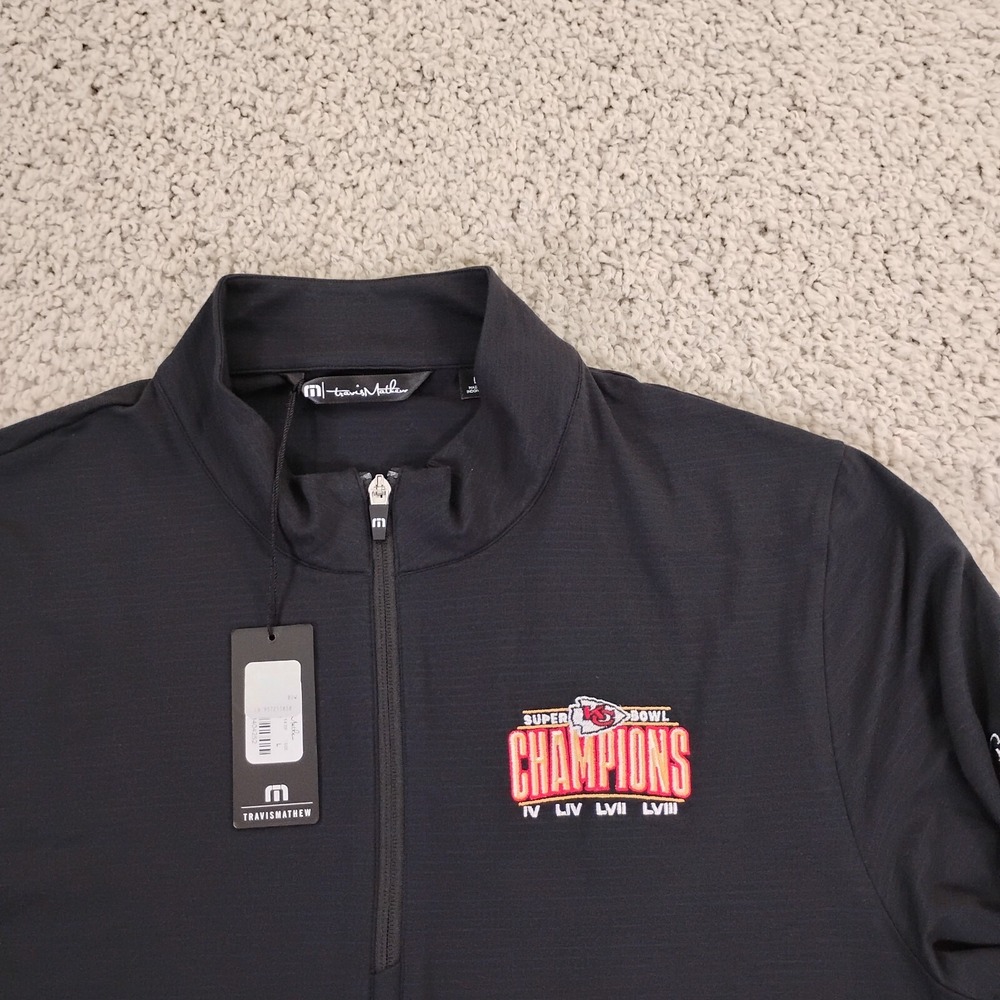 Kansas City Chiefs Pullover Men L Black Travis Mathew 1/4 Zip Crown Football NFL